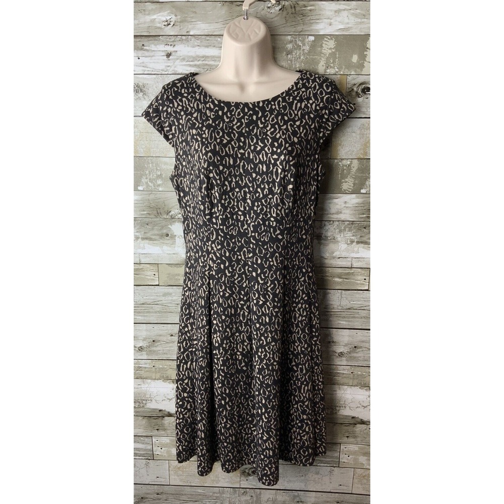 I.N. Studio Womens Cap Sleeve Animal Print Dress Size M